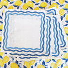 Blue & White Natural Fiber Woven Jute Square Placemats with Wave detail