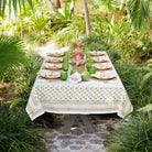 Palm Tree Green Hand Block Printed Cotton Tablecloth
