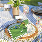 Paddock & Jockeys Equestrian Horse Racing Embroidered Green Cloth Napkins with Scalloped Edge