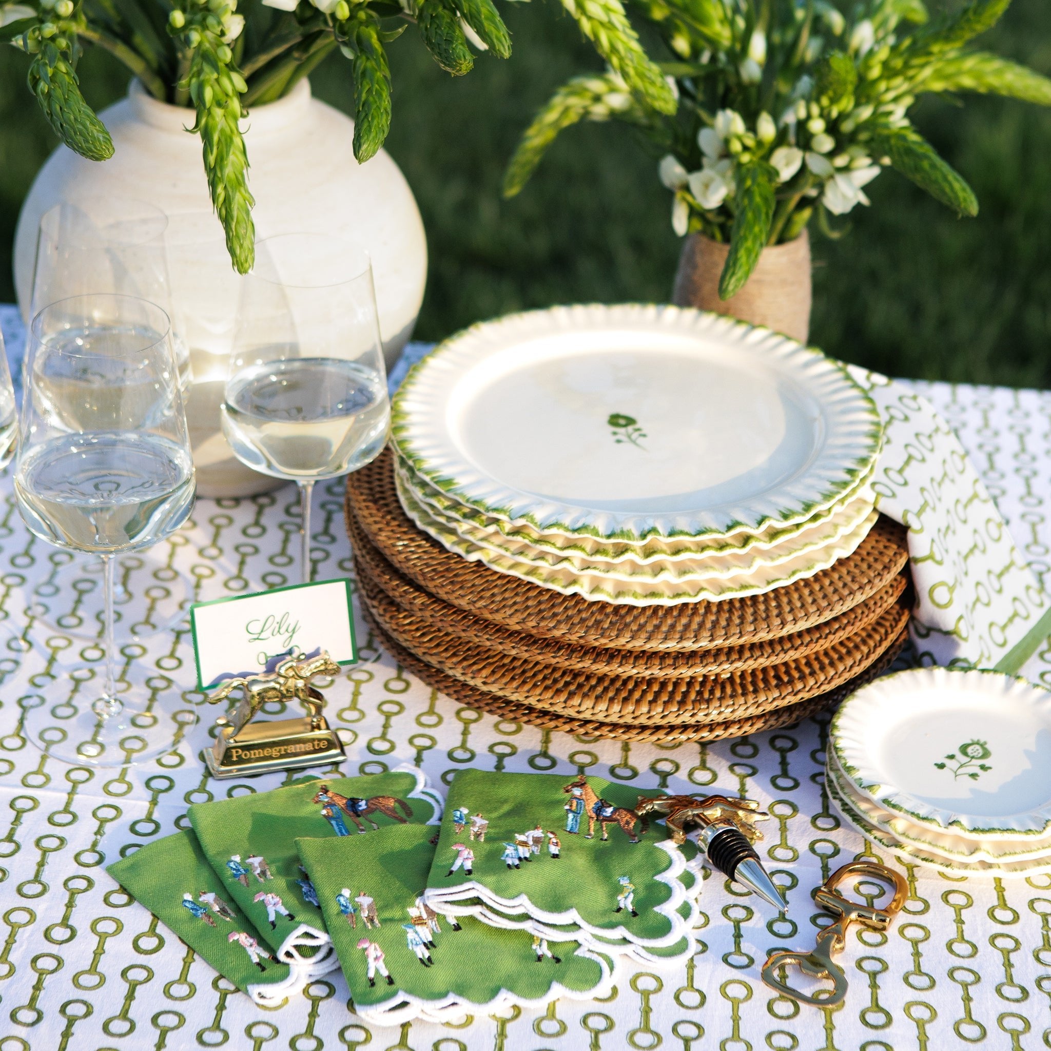 Gold Horse & Jockey Equestrian Place Card Holder