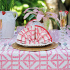 Rose Bamboo Pink & White Hand Block Printed Cotton Napkins