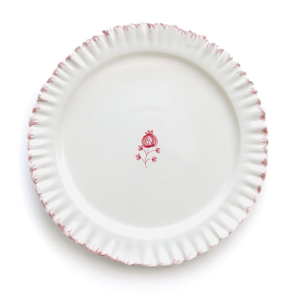 Pink & White Hand Painted Floral Ceramic Dinner Plate
