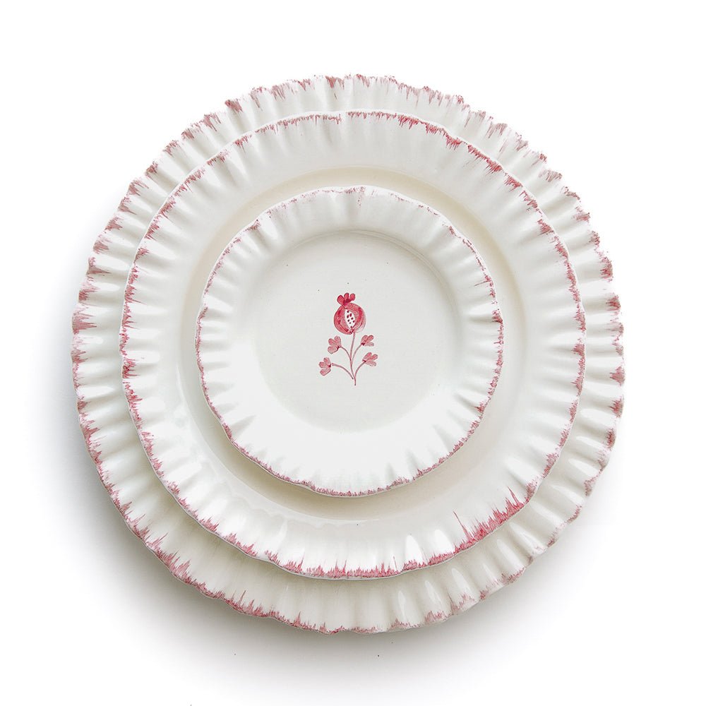 Pink & White Hand Painted Floral Ceramic Dinner Plate