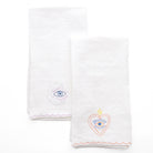 Sacred Heart and Crescent Moon Embroidered Linen Kitchen Tea Towels