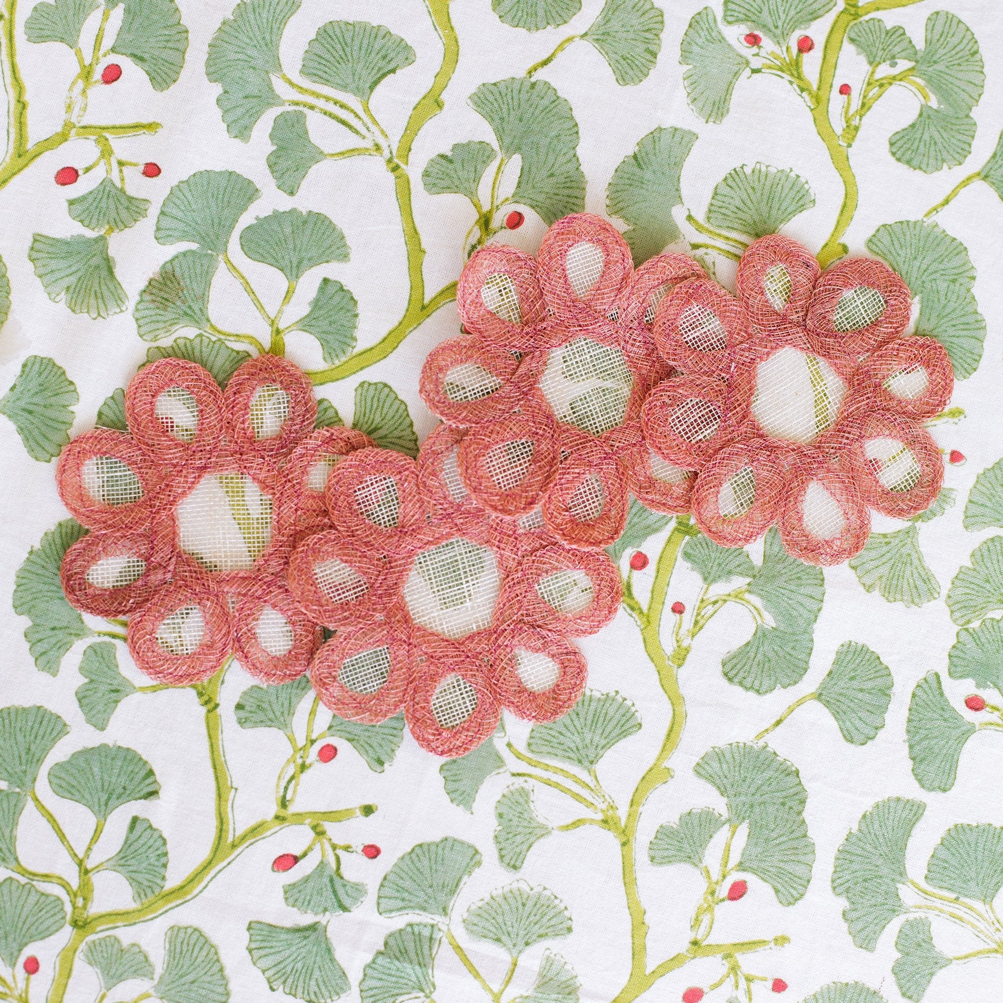 Woven Natural Fiber Coral Drink Coaster