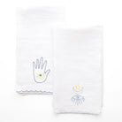 Starry Eyed Moon & Hamsa Embroidered Linen Kitchen Tea Towels