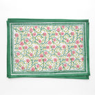 Stephanie Pink & Green Hand Block Printed Floral Cotton Canvas Placemats