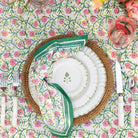 Ruffled Green Hand Painted Floral Ceramic Appetizer Plate