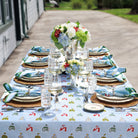 Equestrian Vintage Jockey Silks Hand Block Printed Cotton Tablecloth