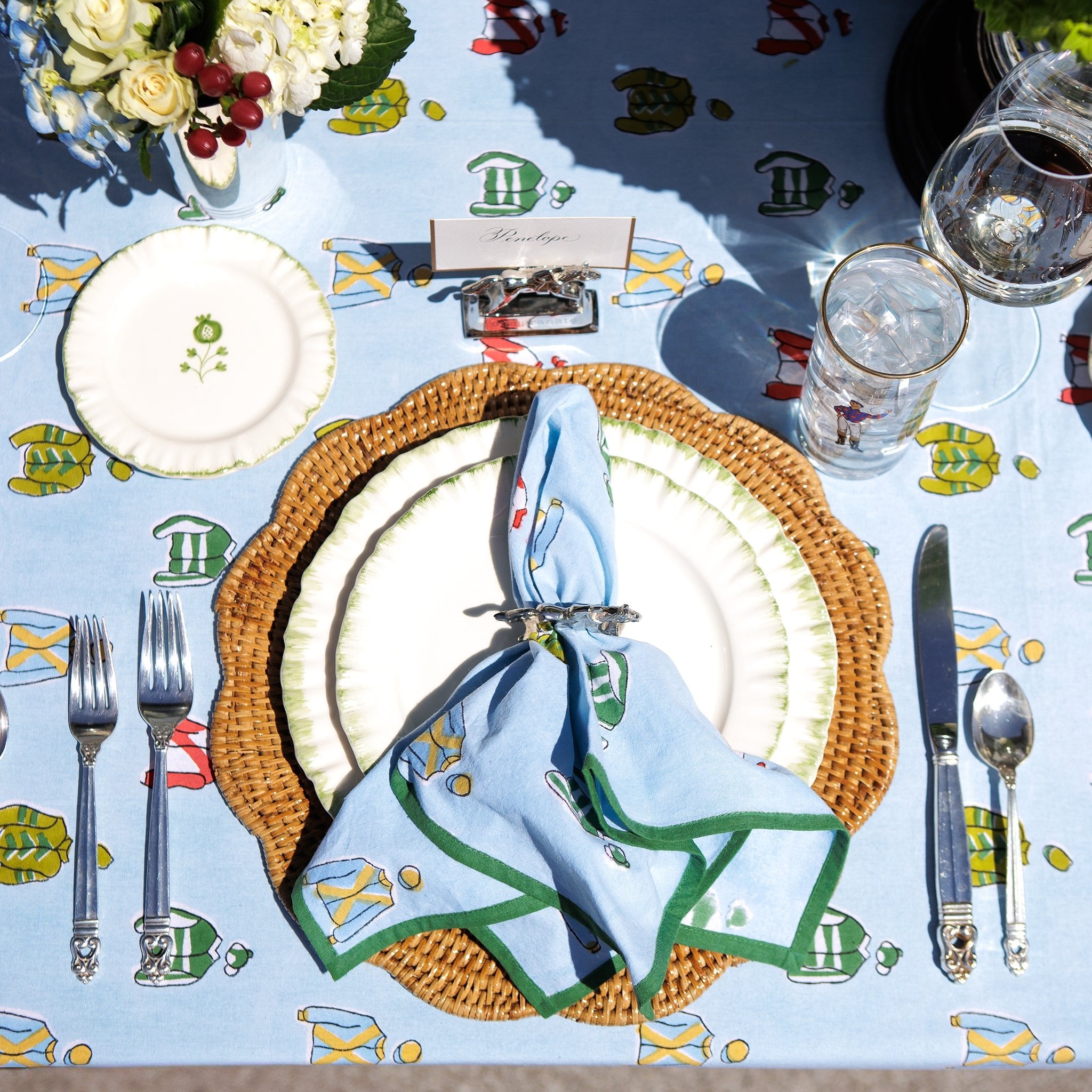 Equestrian Vintage Jockey Silks Hand Block Printed Cotton Napkins