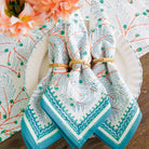 Teal & coral hand block printed napkins