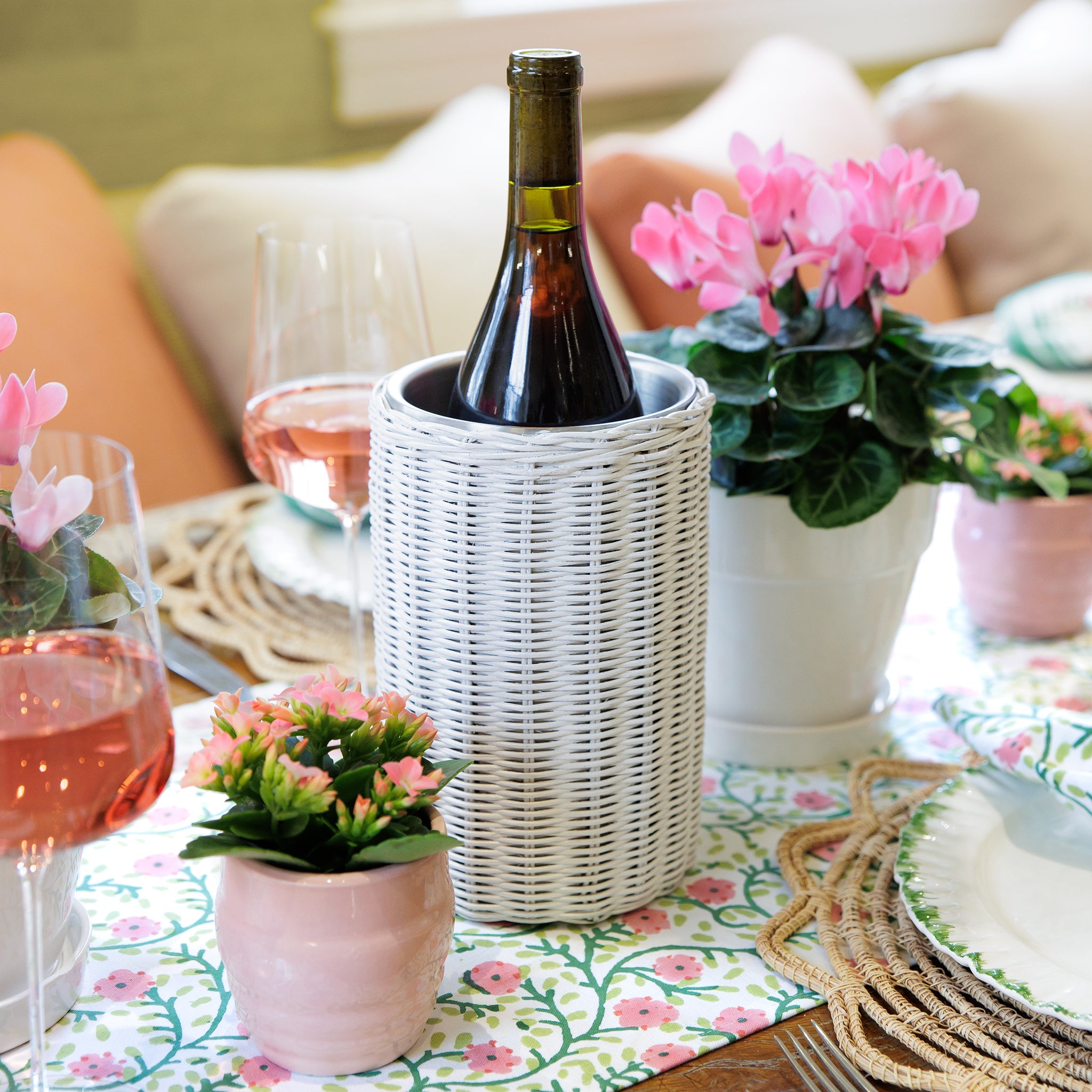 White Wicker Wine Cooler