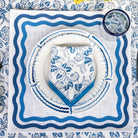 Blue & White Natural Fiber Woven Jute Square Placemats with Wave detail