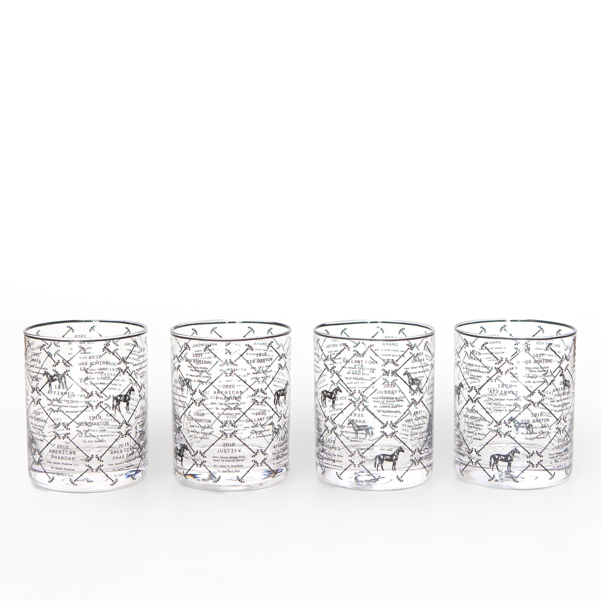 Triple Crown Champions Equestrian Bourbon Glass Set