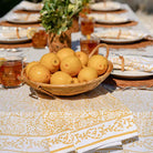 Tapestry Marigold Hand Block Printed Yellow & White Cotton Tablecloth