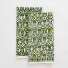 Caroline Green Tea Towels show the natural earthy beauty of the green and white hues used to form this intricate pattern.