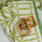 Green Bamboo Hand Block Printed Geometric Cotton Napkins