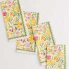 70s Flower Colorful Hand Block Printed Floral Cotton Napkins