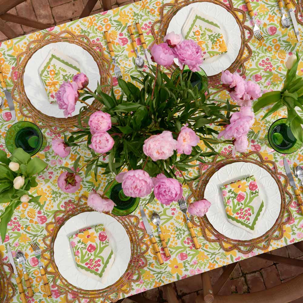 70s Flower Colorful Hand Block Printed Floral Cotton Napkins