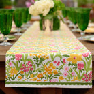 70s Flower Colorful Hand Block Printed Floral Cotton Canvas Table Runner
