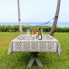 Brown Bamboo Brown & White Hand Block Printed Neutral Tabecloth