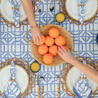 Blue Bamboo Hand Block Printed Geometric Tablecloth