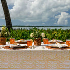 Tapestry Marigold Hand Block Printed Yellow & White Cotton Tablecloth